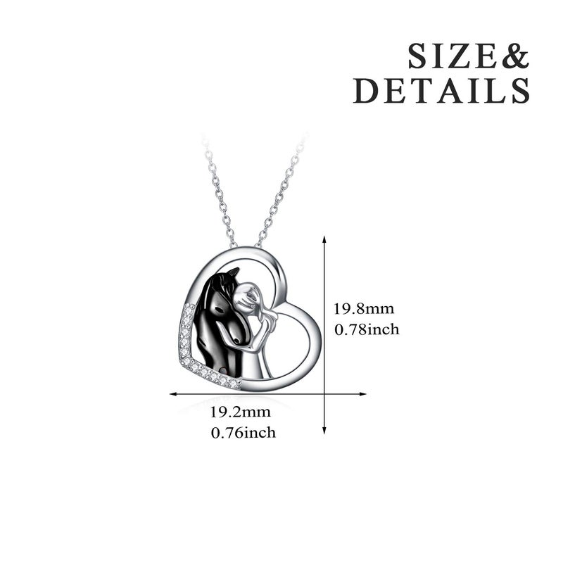 YFN Black Horse Pendant Necklace Jewelry 925 Sterling Silver Women Embrace Horse Gift for Women - Image 4